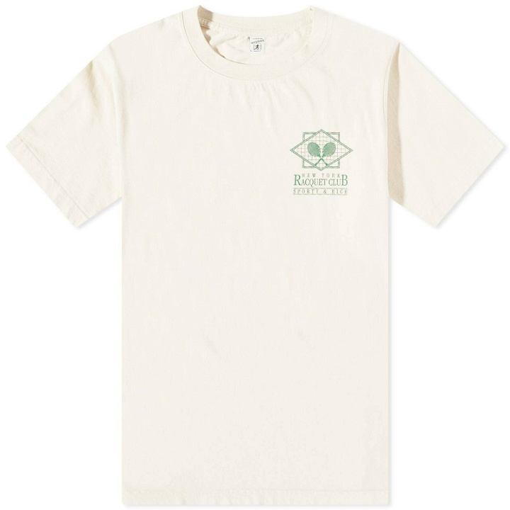 Photo: Sporty & Rich Men's NY Racquet Club T-Shirt in Cream/Verde