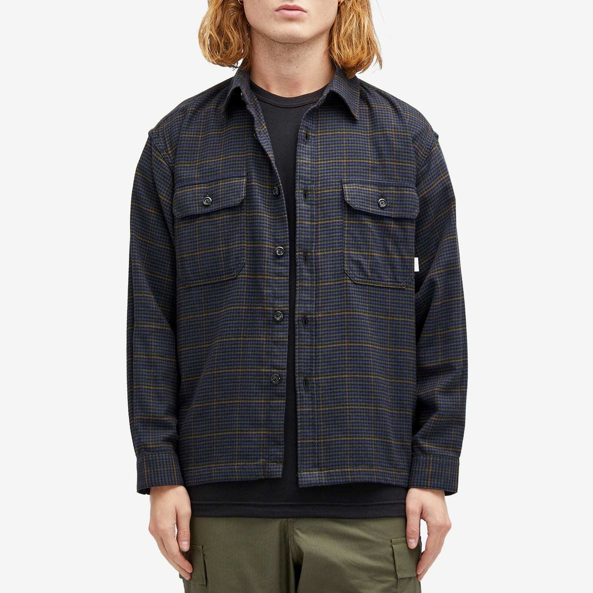 WTAPS オンブレ チェック 開襟 TEXTILE WORK SHIRT WTAPS Men's 12 Checked Work Shirt in Navy WTAPS