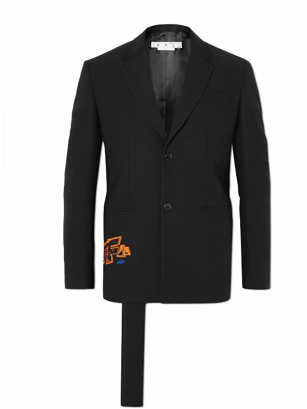 Photo: Off-White - Graf Coupe' Strap Rel Embroidered Wool-Blend Suit Jacket - Black