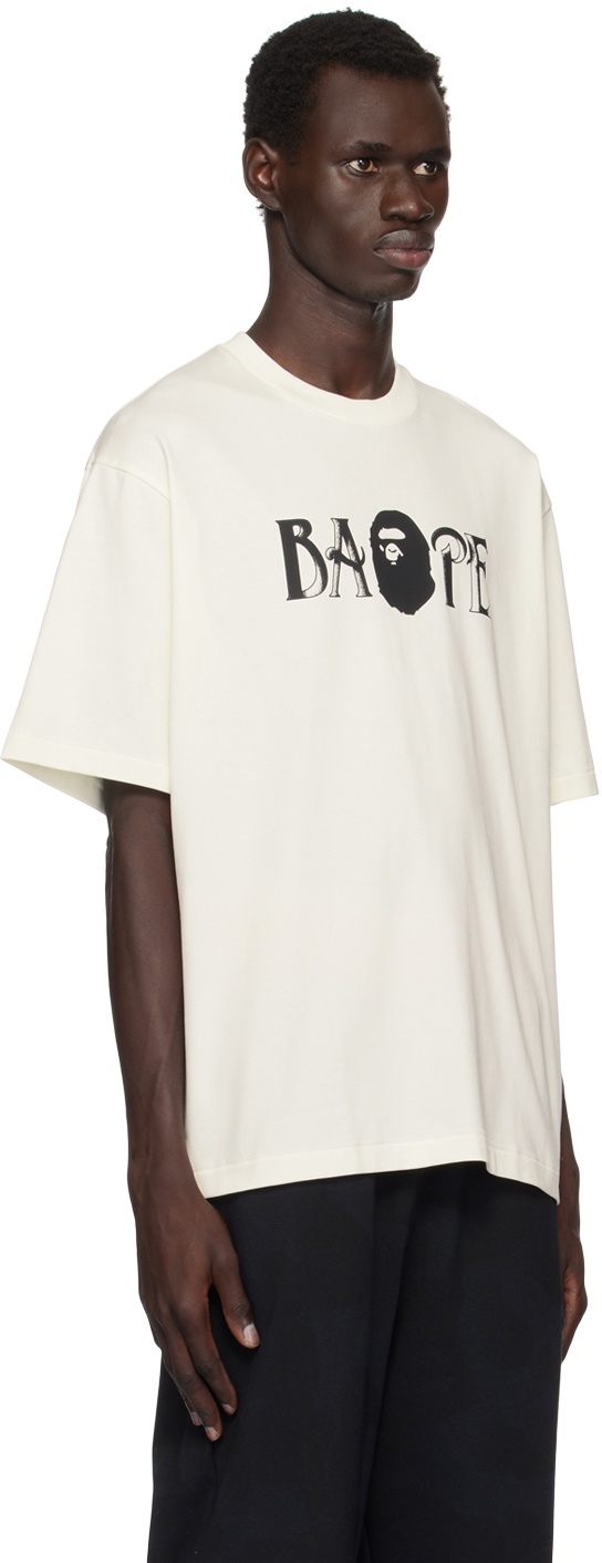 BAPE Off-White Screen Print Logo Relaxed Fit T-shirt A