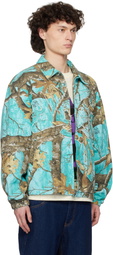 Awake NY Blue Frayed Script Coach Jacket