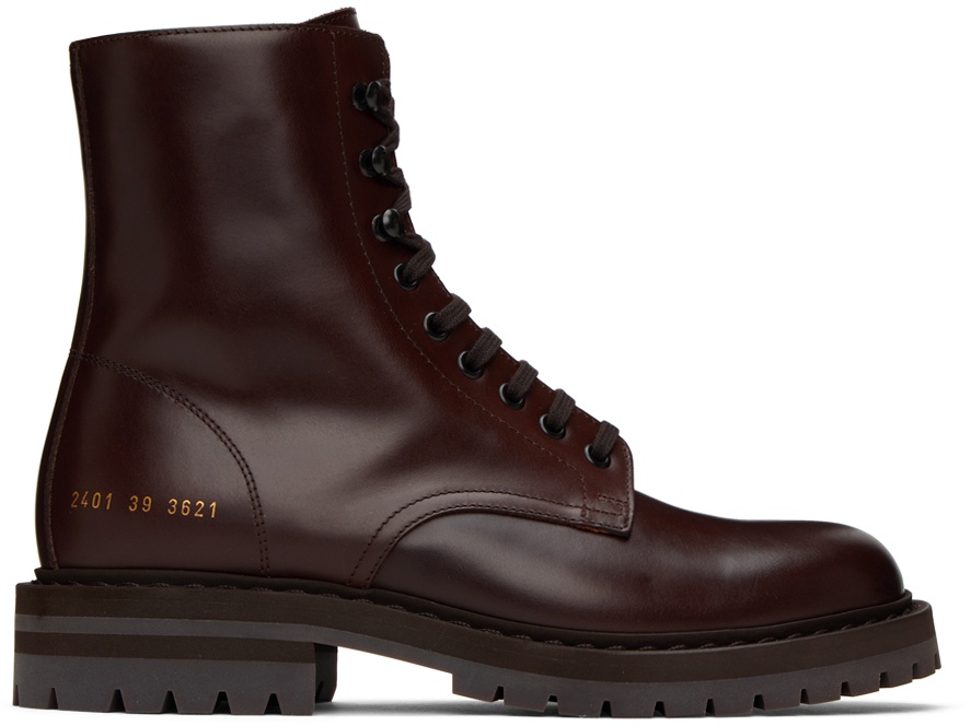 Photo: Common Projects Brown Leather Combat Boots
