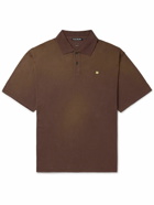Acne Studios - Logo-Appliquéd Garment-Dyed Organic Cotton Polo Shirt - Brown