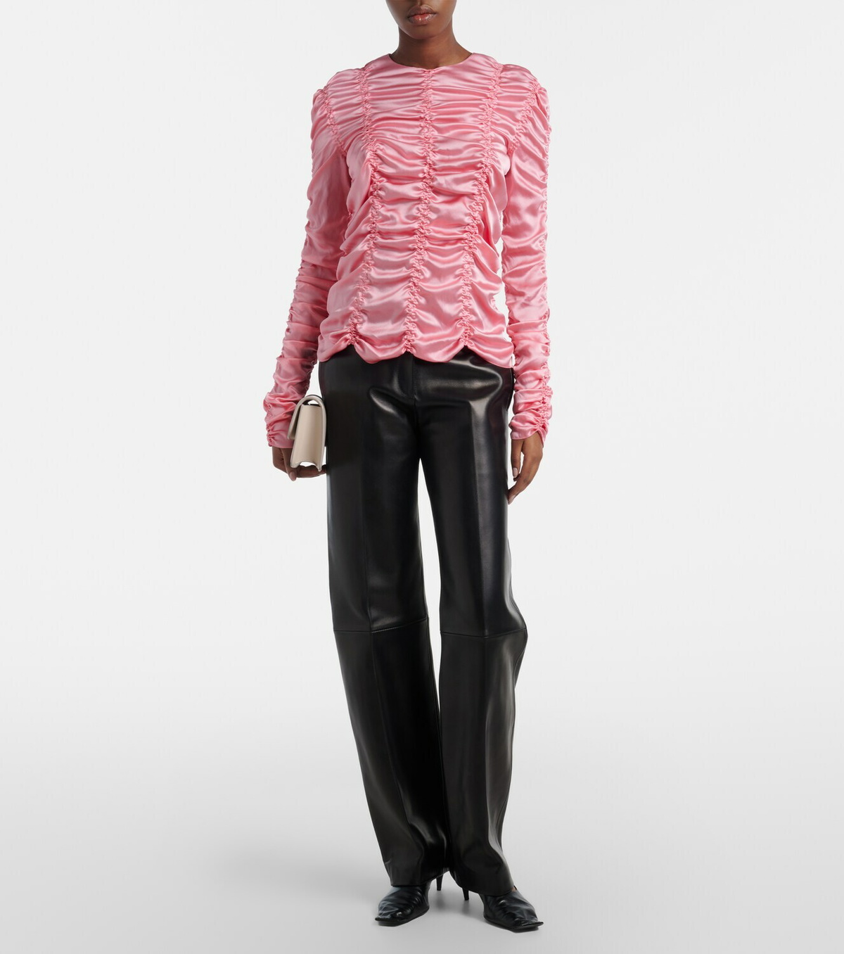 Khaite Rory ruched silk charmeuse top