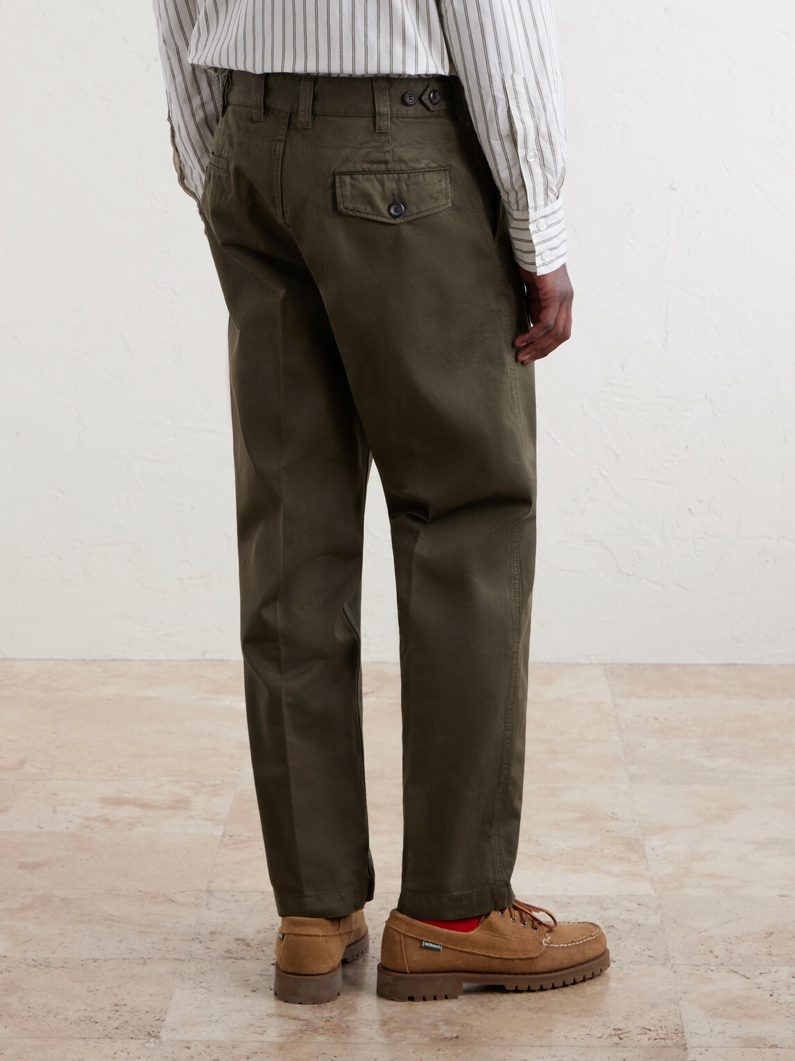 Drake's - Straight-Leg Peached Cotton-Twill Trousers - Green