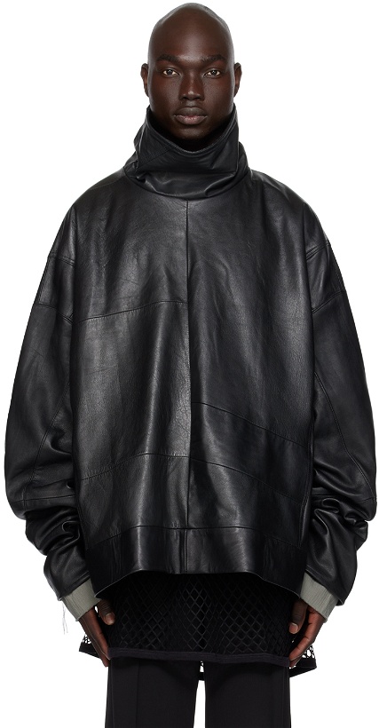Photo: NICOLAS ANDREAS TARALIS Black Paneled Leather Jacket