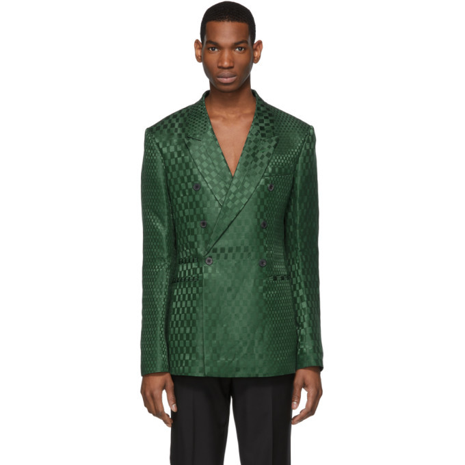 Haider Ackermann Green Double-Breasted Blazer