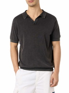 MC2 Saint Barth Black Buttonless Knitted Polo Shirt Sloan With Vintage Treatment