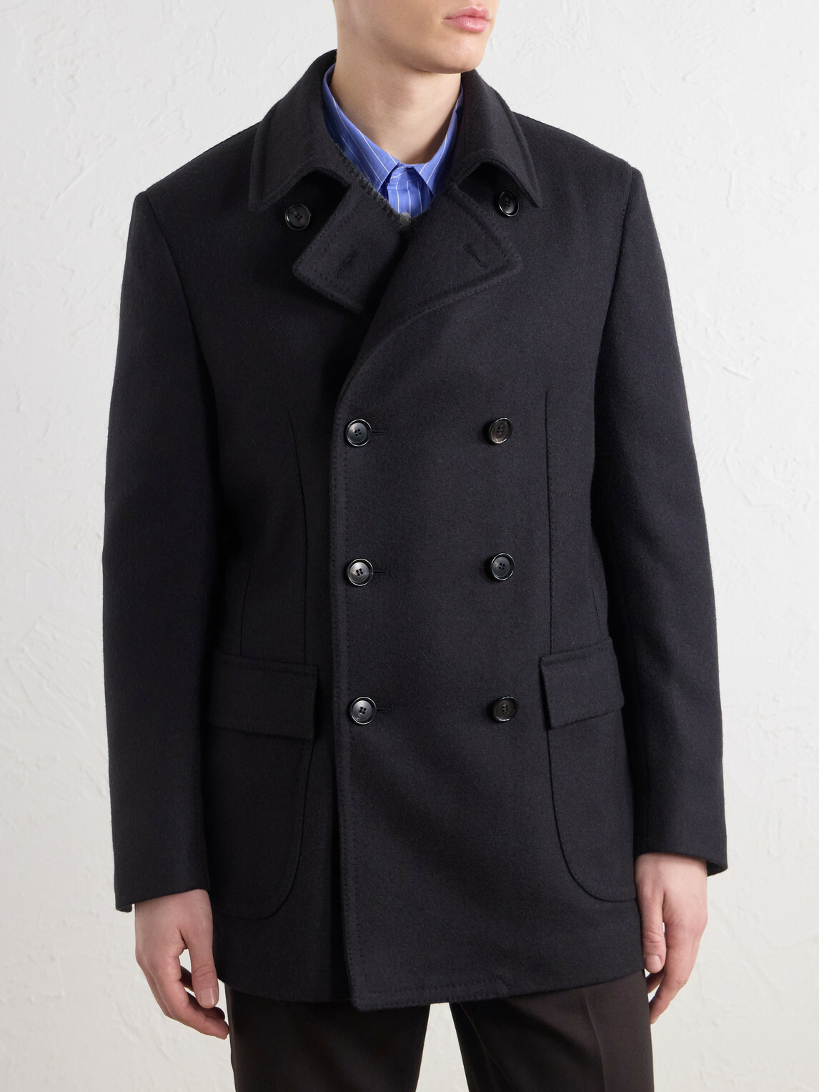 De Petrillo - Double-Breasted Virgin Wool Coat - Black