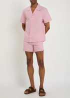 Boss Striped Logo-embroidery Seersucker Swim Shorts Red