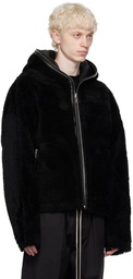 Rick Owens Black Sealed Reversible Shearling Jacket