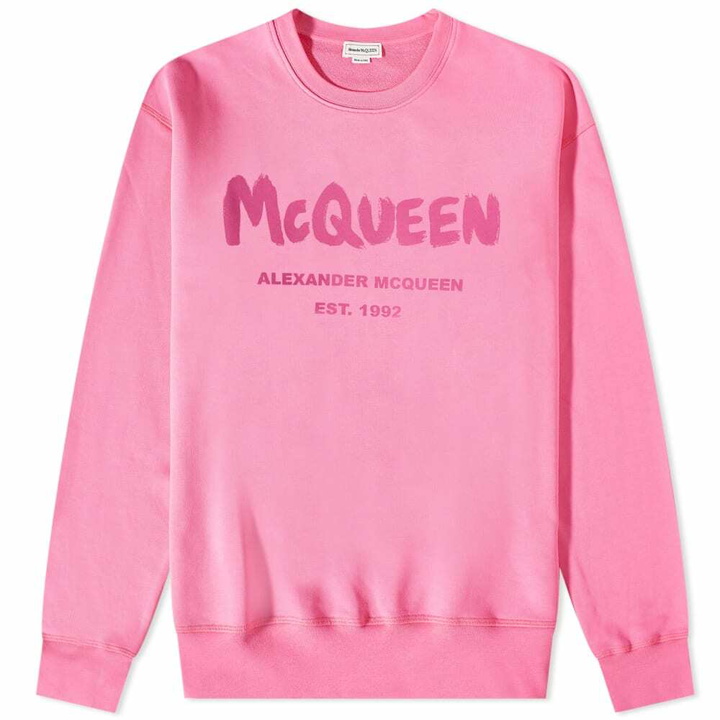 Photo: Alexander McQueen Men's Graffiti Print Crew Sweat in Sugar Pink/Pink