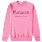Alexander McQueen Men's Graffiti Print Crew Sweat in Sugar Pink/Pink