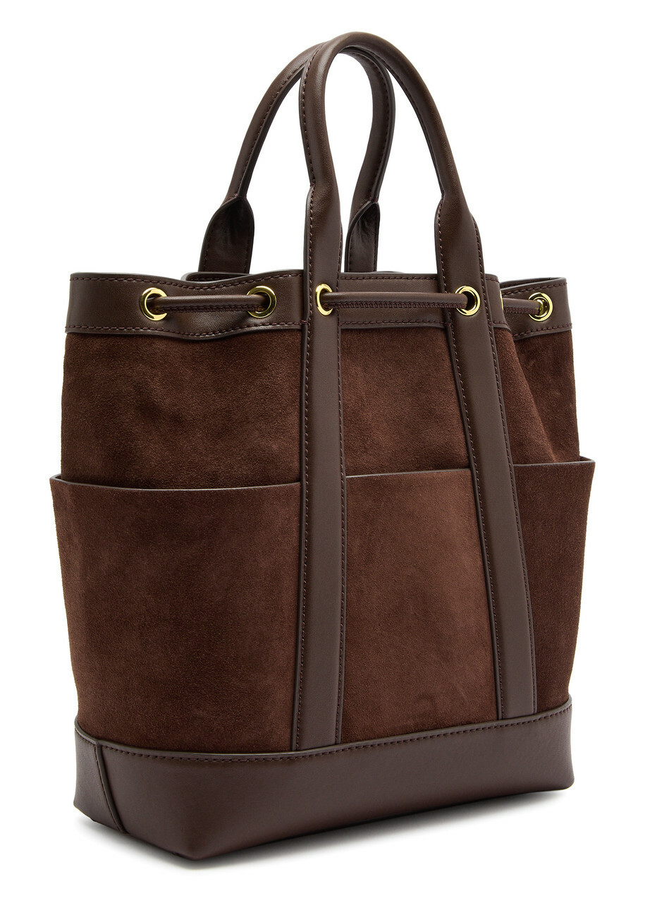 Veronica Beard Goody Panelled Suede Bucket bag - Dark Brown - One Size