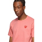 Comme des Garcons Play Pink and Red Heart T-Shirt