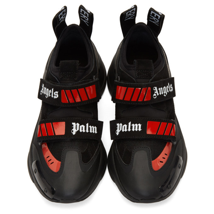 Palm Angels Sneakers Men Leather Black Red