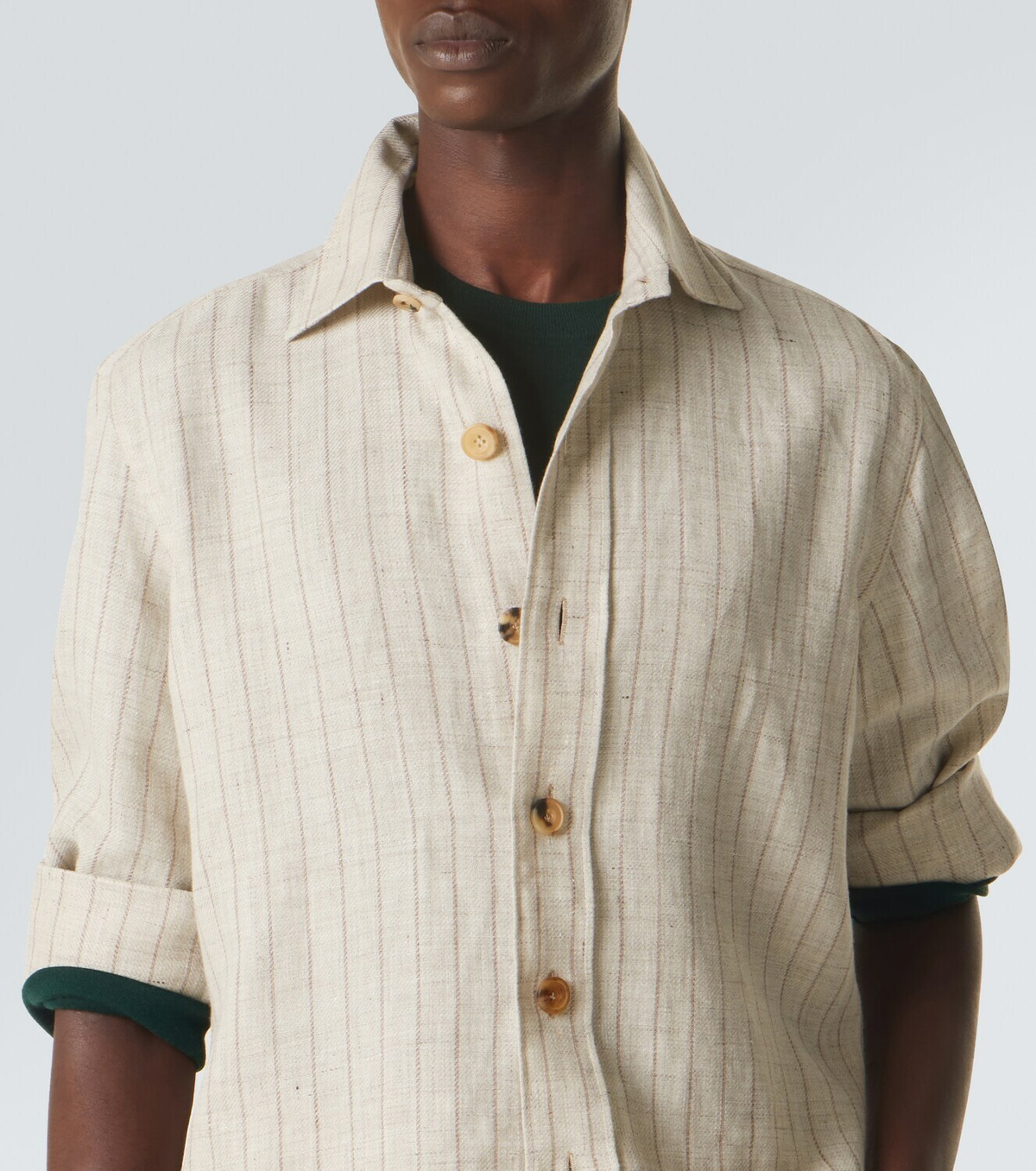 Rubinacci Striped linen and wool shirt