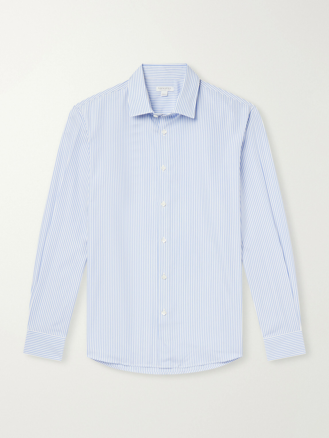 Sunspel - Striped Classic-Collar Cotton-Poplin Shirt - Blue