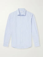 Sunspel - Striped Classic-Collar Cotton-Poplin Shirt - Blue