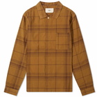 Folk Men's Check Patch Shirt in Tobacco Fine Check