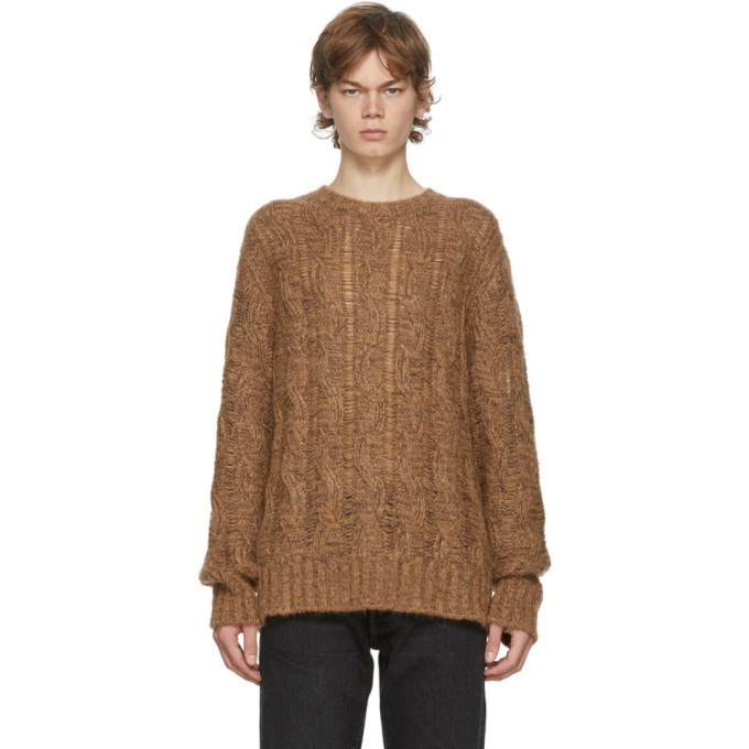 Photo: Acne Studios Brown and Burgundy Cable Knit Sweater