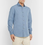 Brunello Cucinelli - Slim-Fit Cotton-Chambray Shirt - Blue