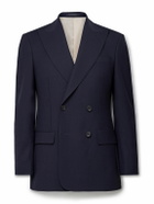 Richard James - Hepworth Double-Breasted Grain de Poudre Wool Suit Jacket - Blue