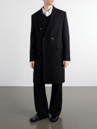 AMI PARIS - Double-Breasted Virgin Wool-Gabardine Coat - Black