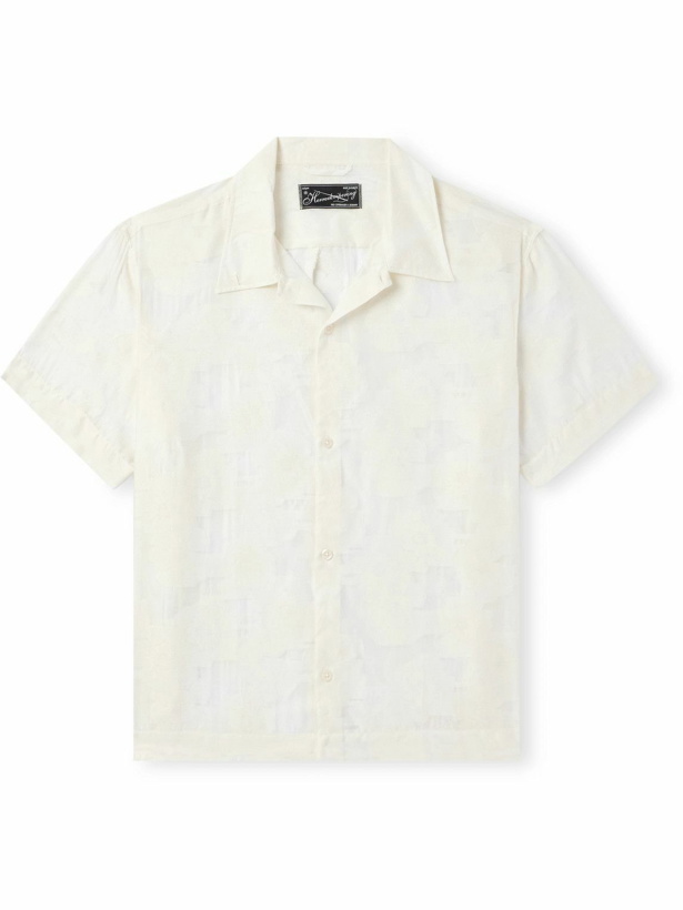 Photo: mfpen - Holiday Camp-Collar Floral-Jacquard Cotton-Blend Shirt - White