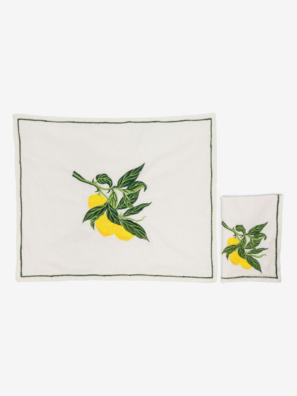 Les-Ottomans Neutral Embroidered Cotton Placemat And Napkin Set