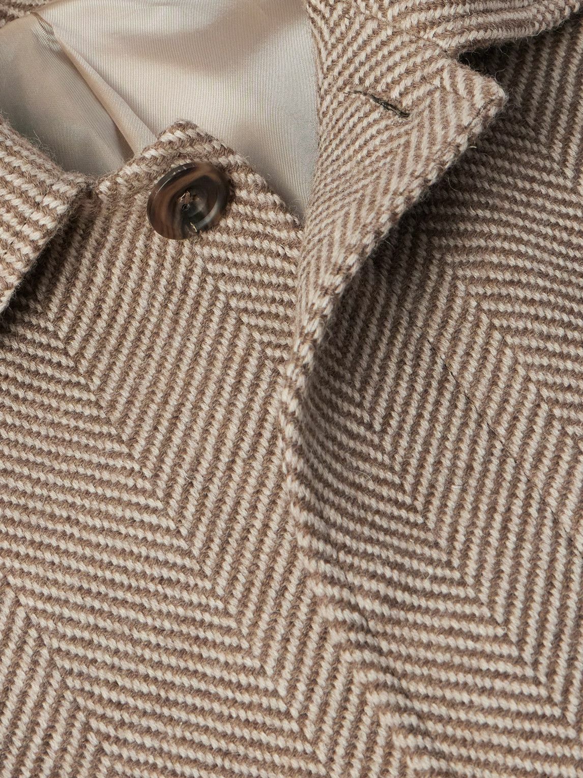 Richard James - Belted Herringbone Virgin Wool Coat - Brown
