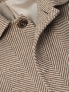 Richard James - Belted Herringbone Virgin Wool Coat - Brown