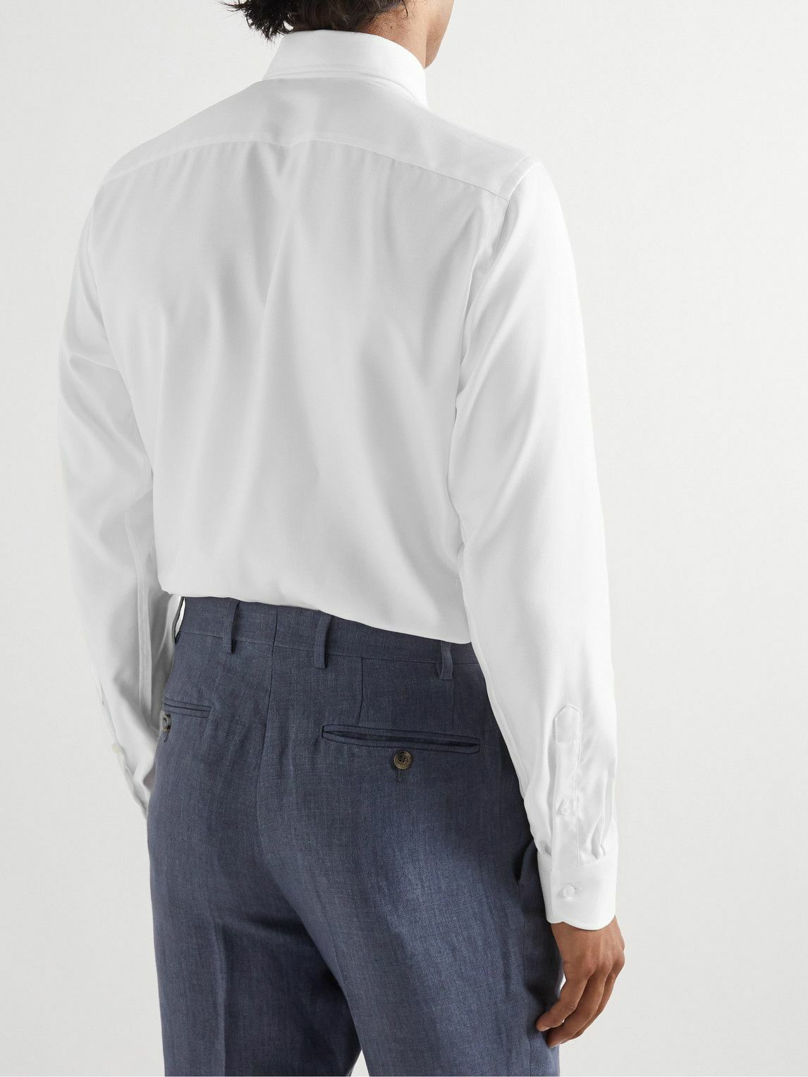 Canali - Cutaway-Collar Cotton-Twill Shirt - White Canali