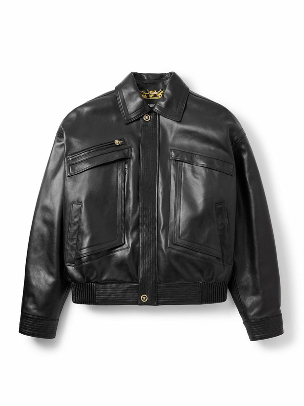 Photo: Versace - Leather Bomber Jacket - Black