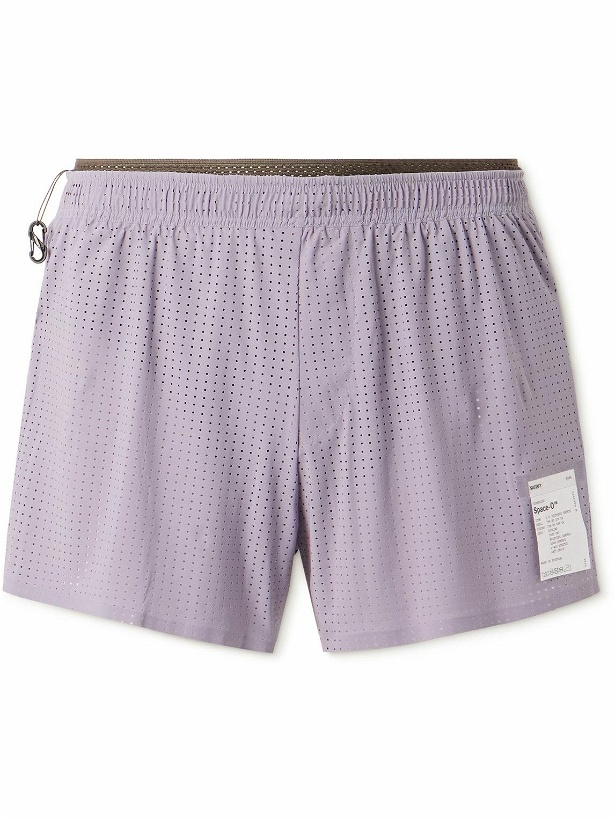 Photo: Satisfy - Straight-Leg Logo-Appliquéd Space‑O™ Shorts - Purple