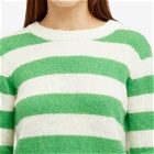 KITRI Women's Gillian Green Striped Cropped Knit Top in Green/Ivory Stripe