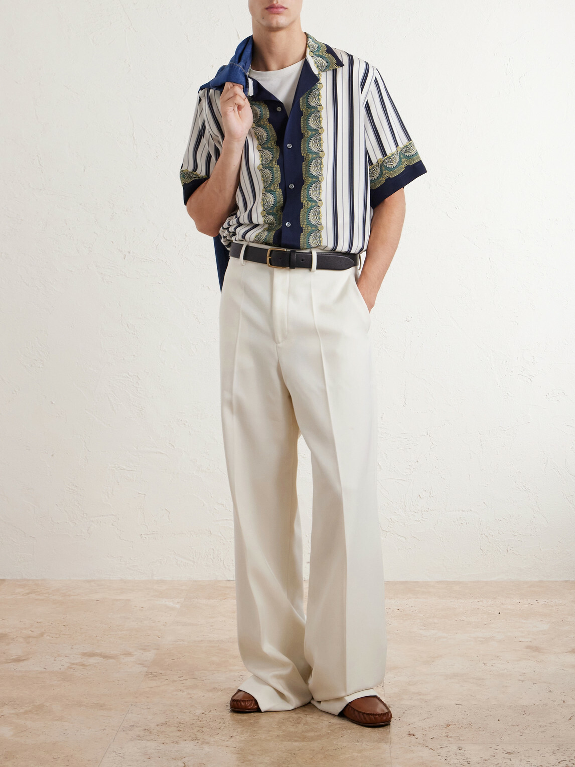 Versace - Striped Silk-Crepe de Chine Shirt - Blue