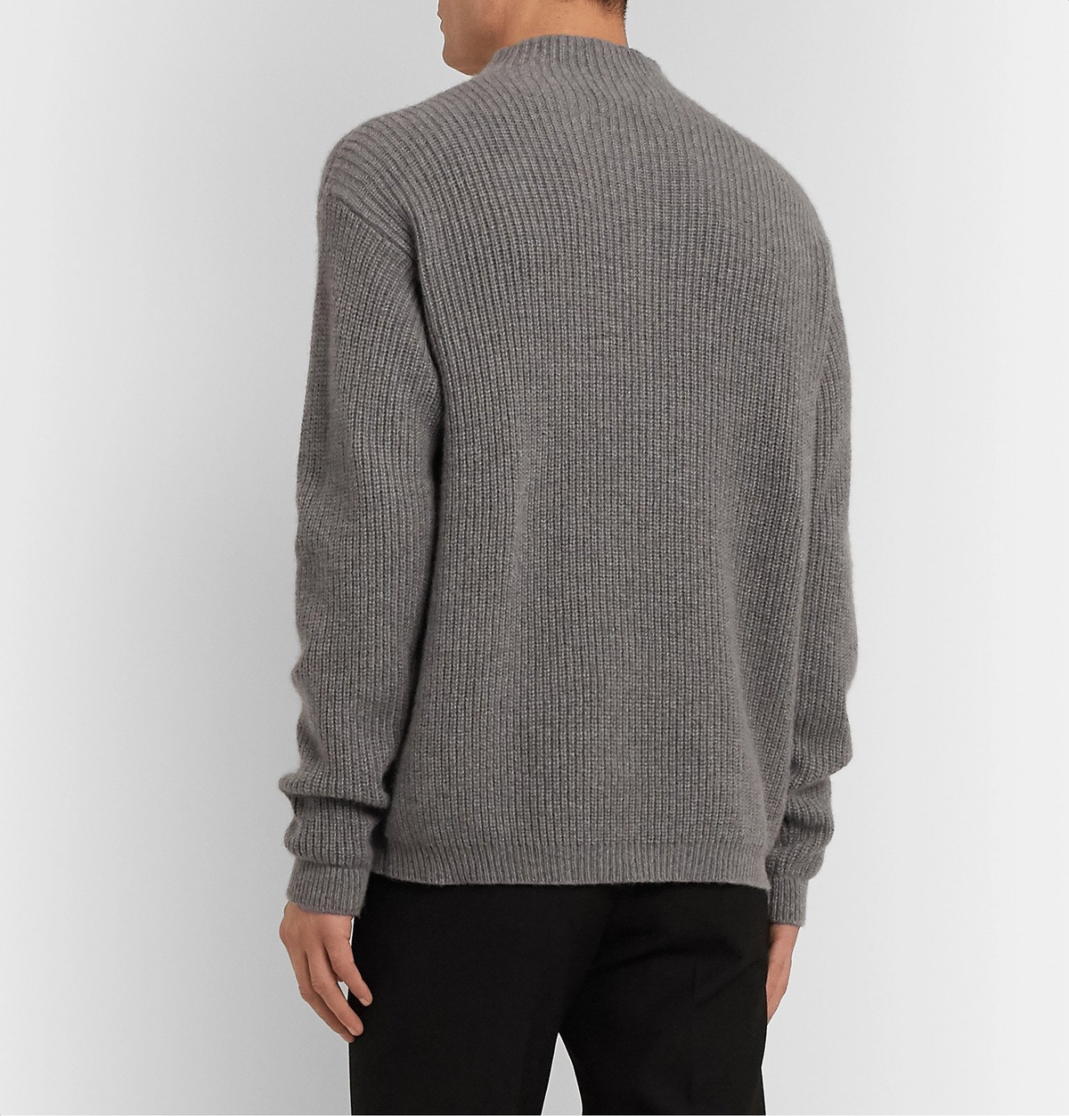 Deveaux - Ribbed Cashmere Mock-Neck Sweater - Gray Deveaux New York