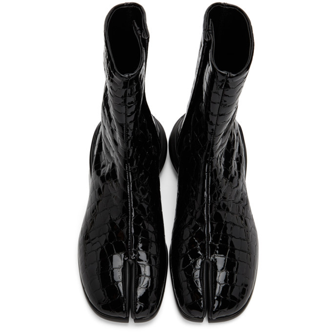 Maison Margiela Black Croc Airbag Tabi Boots Maison Margiela