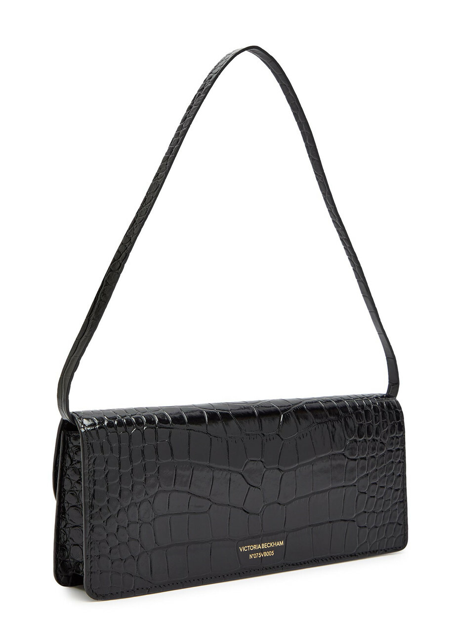 Victoria Beckham Dorian East-west Crocodile-effect Leather Clutch - Black - One Size