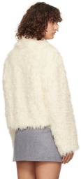 MSGM Off-White Hook-Eye Faux-Fur Jacket