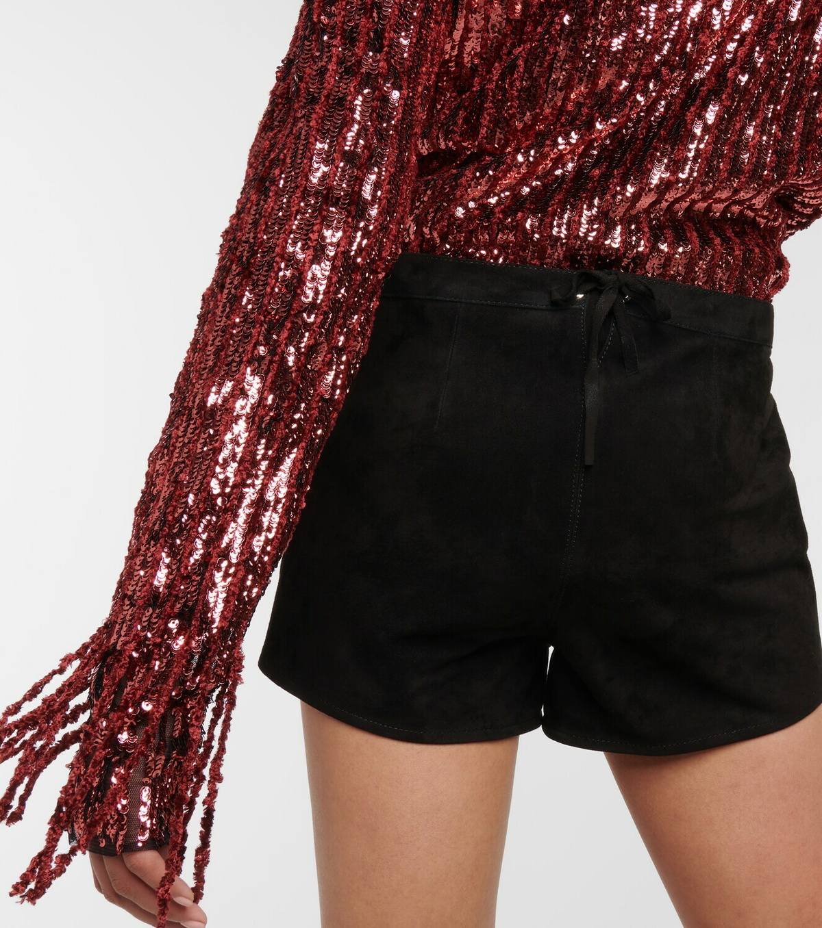 Dodo Bar Or Belted low-rise suede shorts