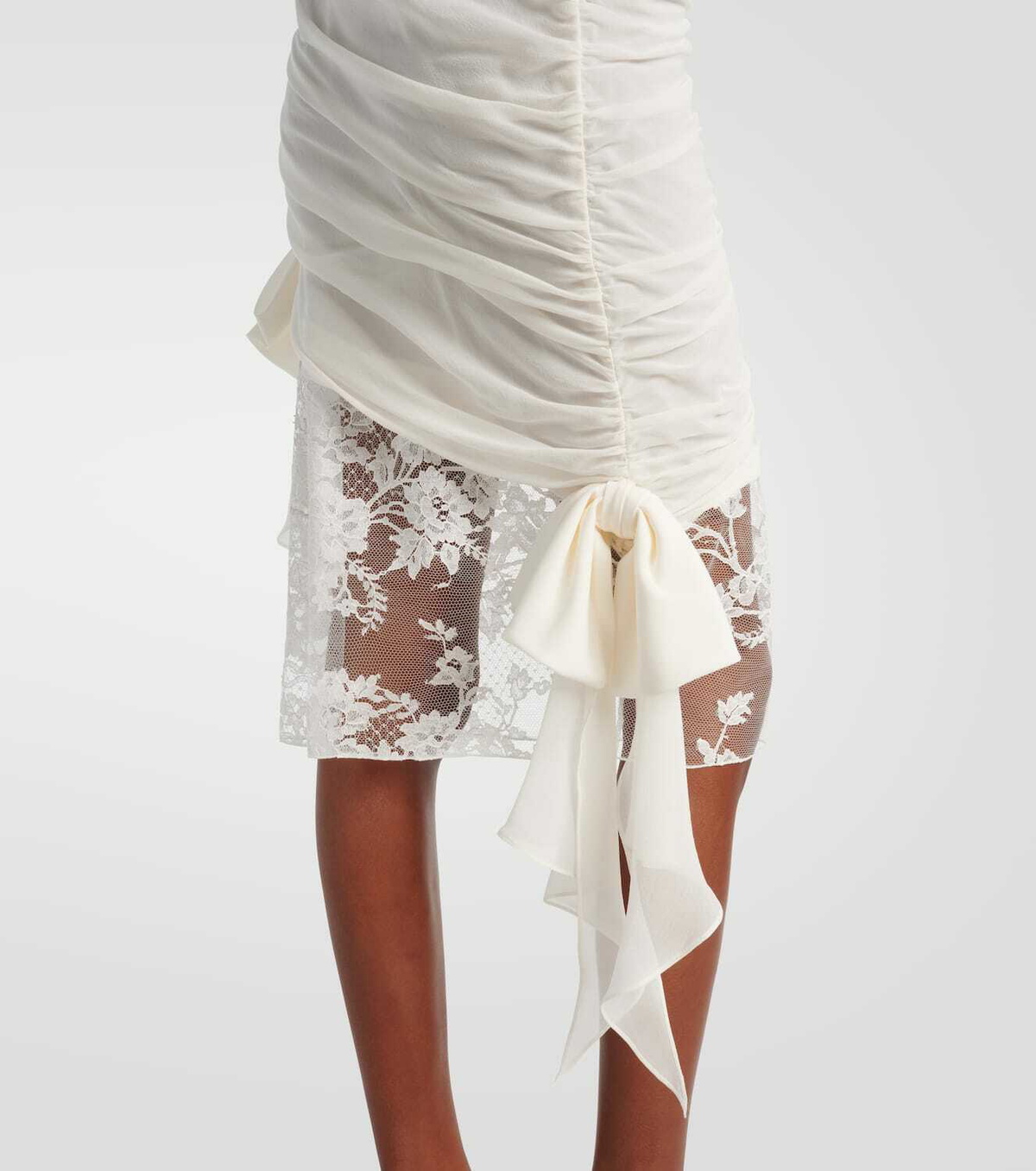 Alessandra Rich Lace-trimmed silk georgette midi dress
