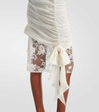 Alessandra Rich Lace-trimmed silk georgette midi dress