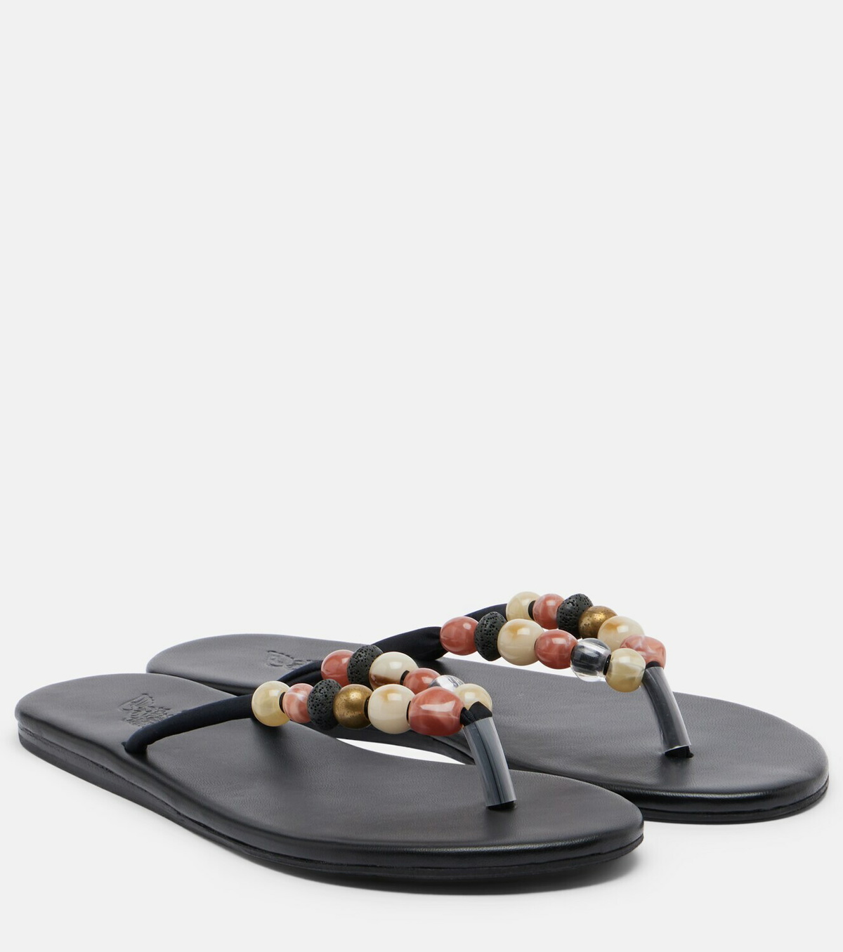Ancient Greek Sandals Saionara beaded leather thong sandals