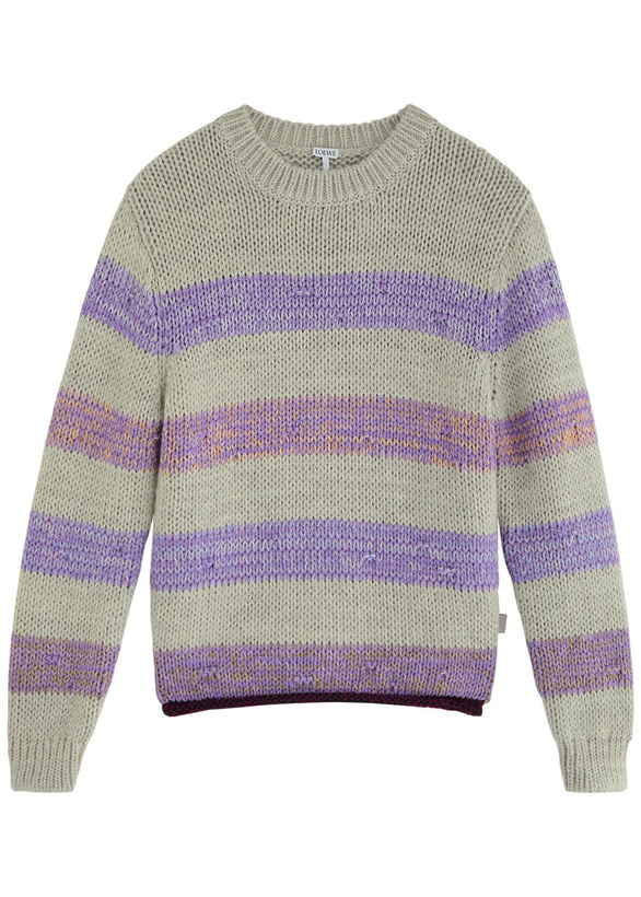 Photo: Loewe Striped-intarsia Wool-blend Jumper Grey