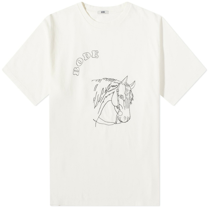 Photo: Bode Men's Embroidered Pony T-Shirt in Cream