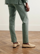 Canali - Straight-Leg Linen Suit Trousers - Green