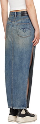 R13 Indigo Devon Side Slit Denim Maxi Skirt