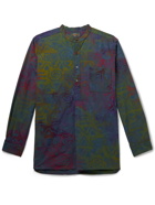 BEAMS PLUS - Grandad-Collar Printed Cotton Half-Placket Shirt - Green - S
